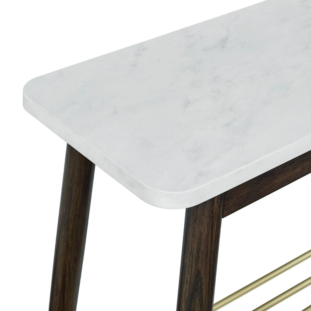 Tapered Leg Side Table Acorn White Faux Marble W257