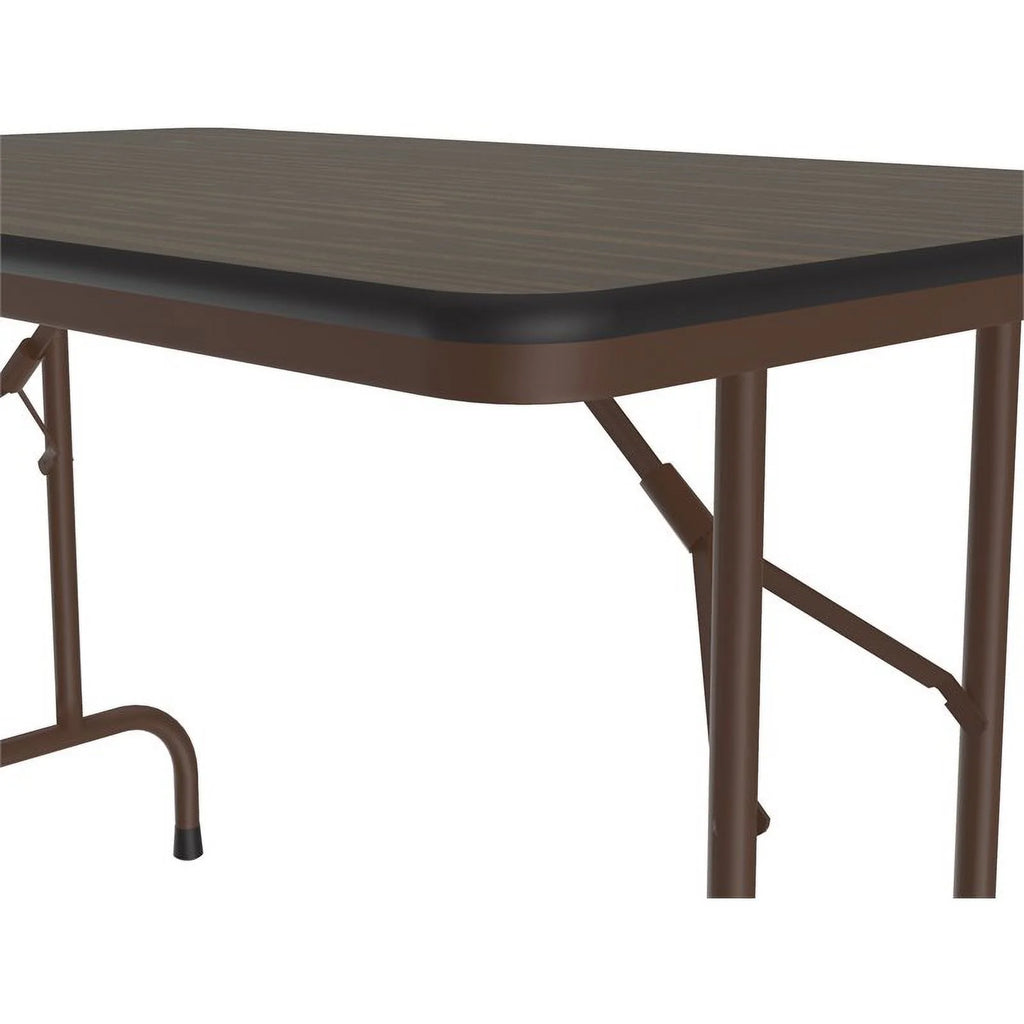 30"W x 48"D Melamine Top Folding Table in Walnut Finish Z8896
