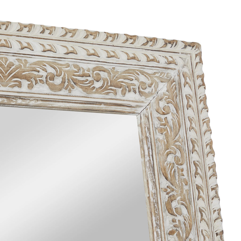 White Carved Floral Wall Mirror R845881