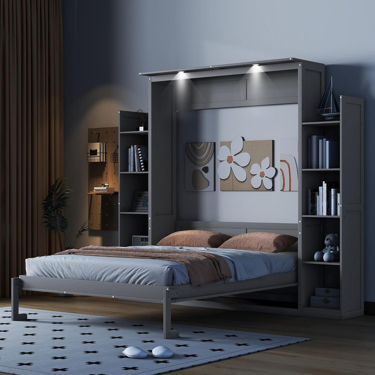 Queen Size Solid Wood Murphy Bed J403