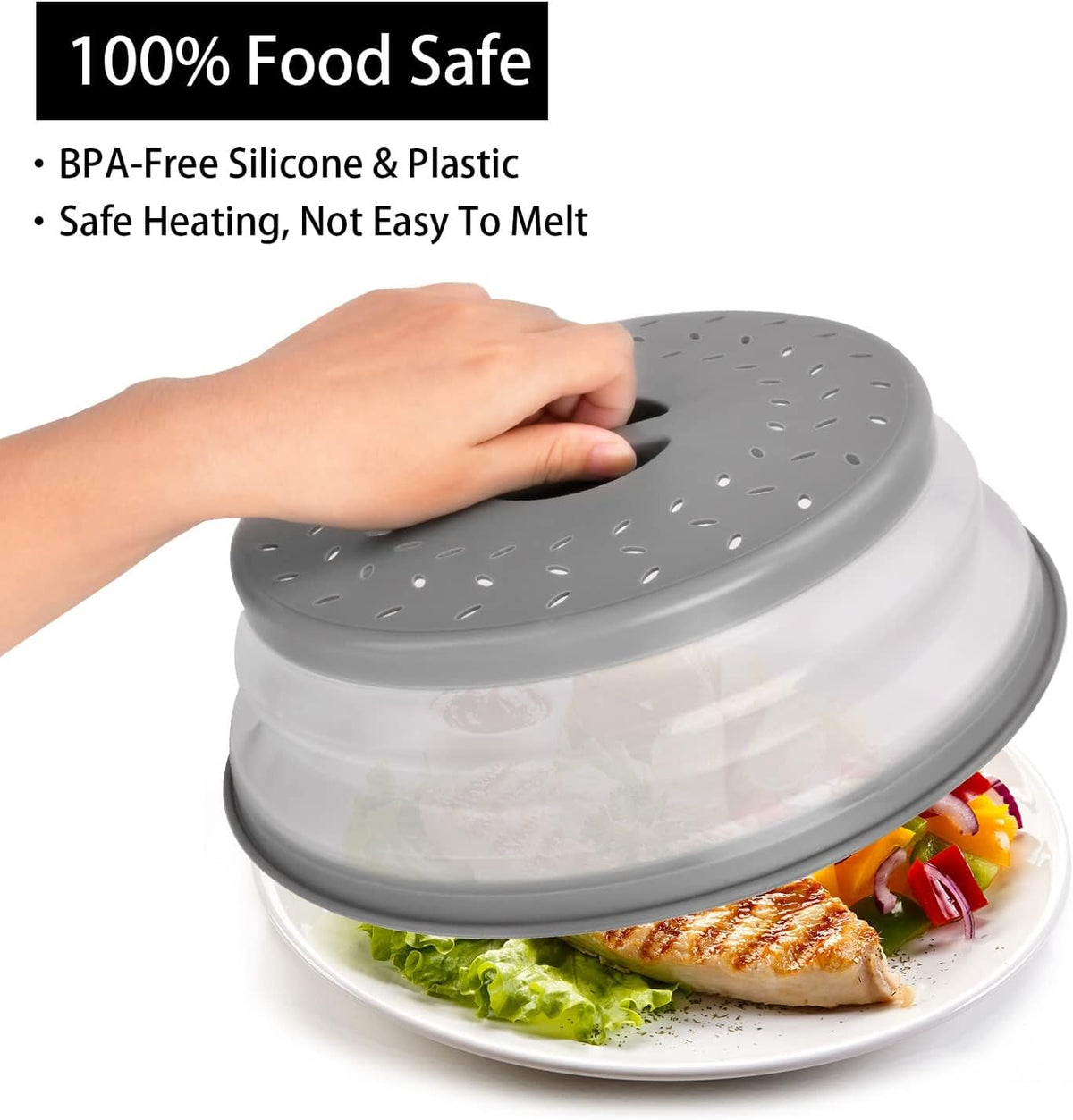 Gray 10.5 inch Vented Collapsible Microwave Plate Cover K62524