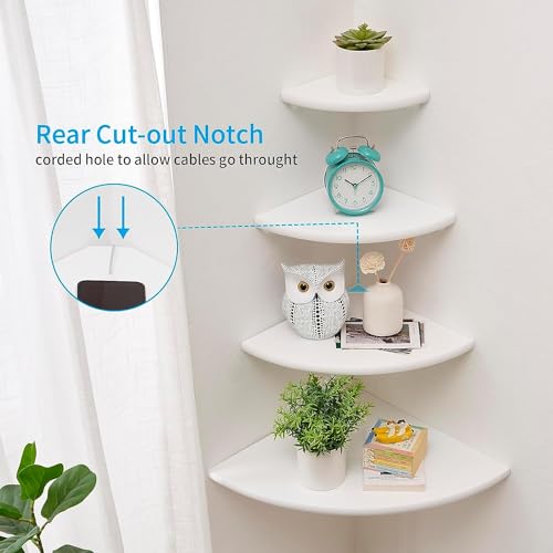 Set of 2 Solid Oak Wood Corner Wall Shelves R994725