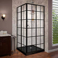 Satin Black Sliding Shower Enclosure with Corner Drain Black Base Q7805