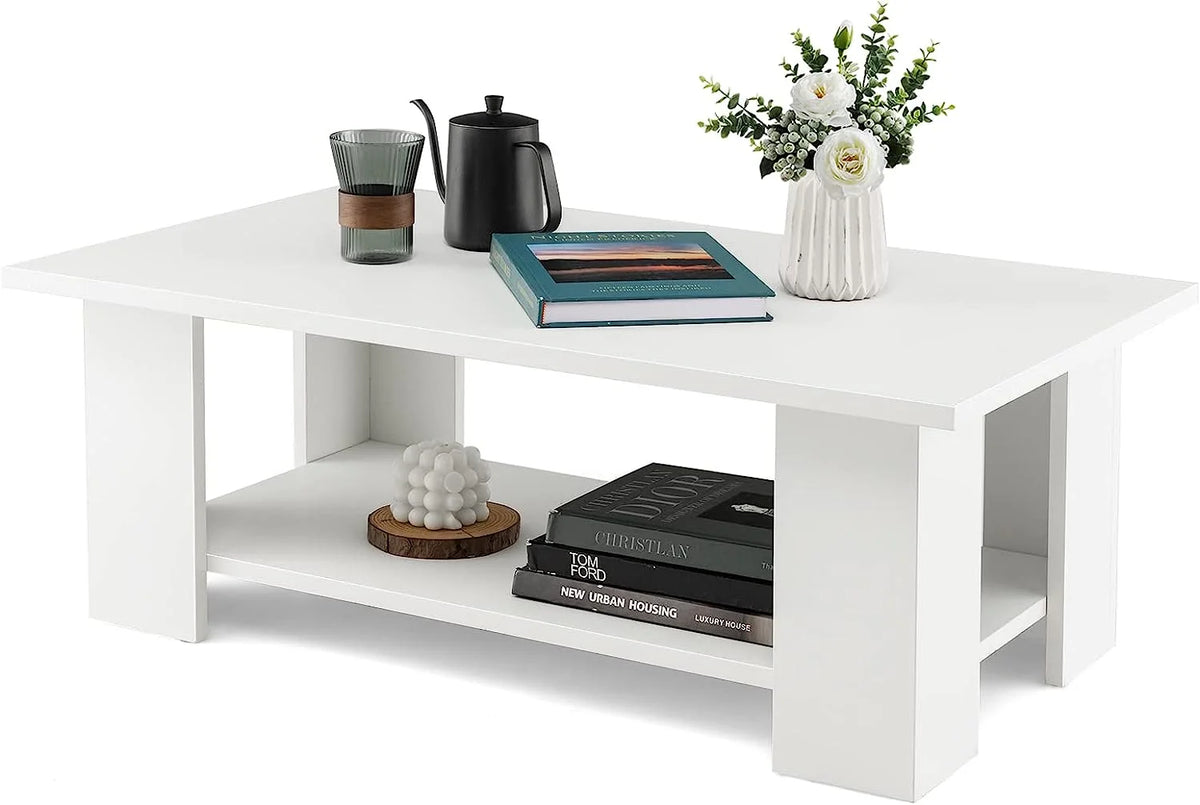 White Coffee Table with Storage T67562