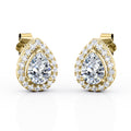 Pear Shape Diamond Cluster Halo Stud Earrings in 10K Yellow Gold B283