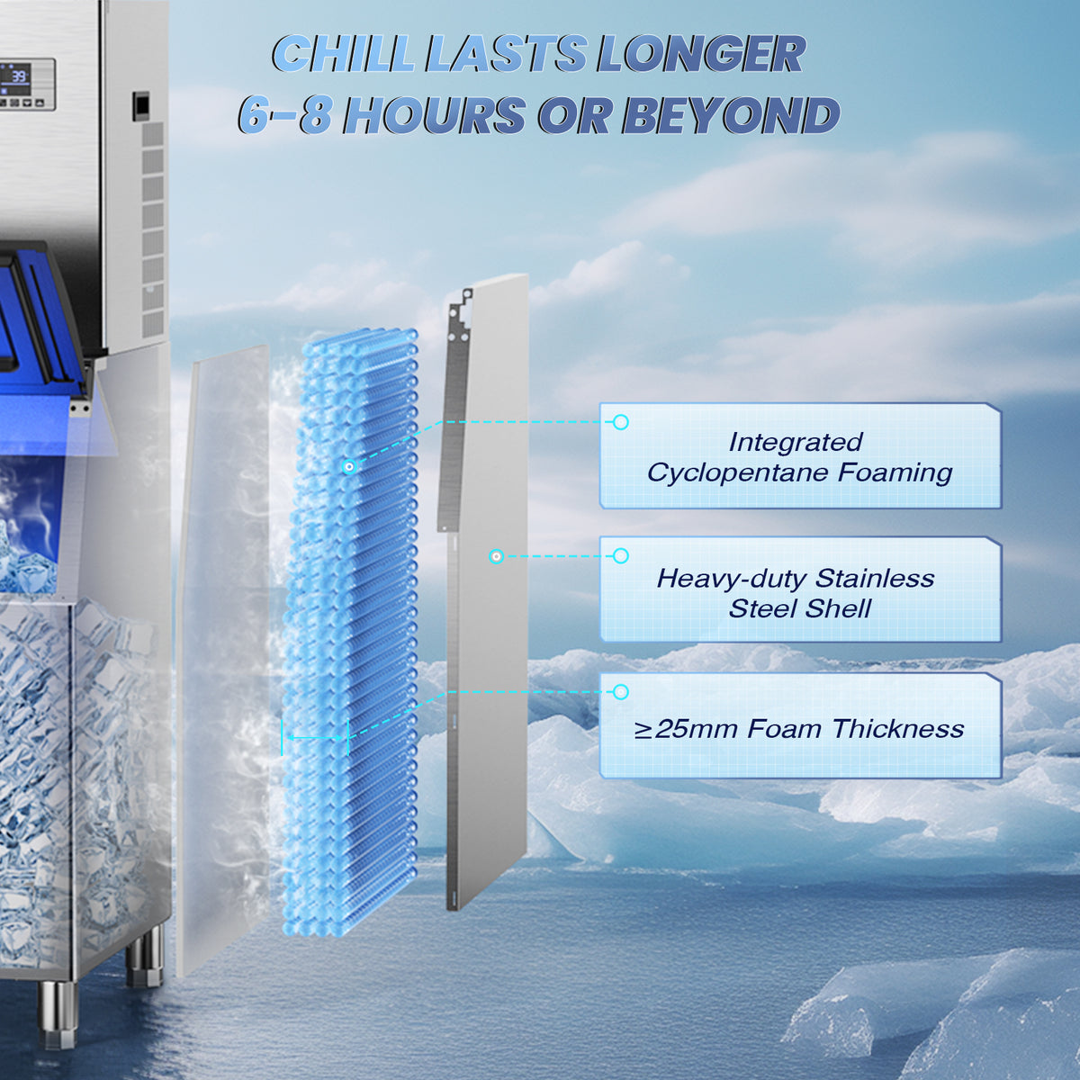 Commercial Ice Maker 355 Lbs/24H, 166 Lbs Storage Air-Cooled Ice Machine M37384