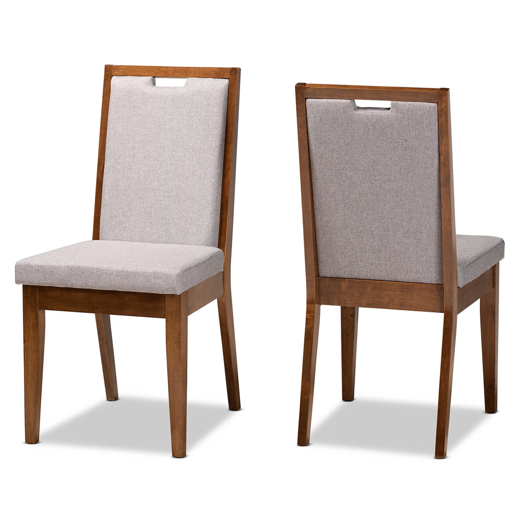 Set of 2 Grey and Walnut Brown Dining Chair A122498