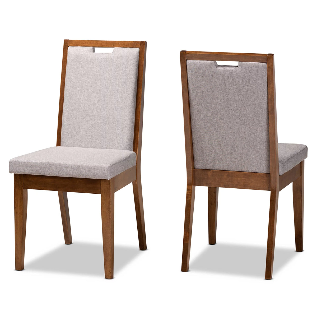 Set of 2 Grey and Walnut Brown Dining Chair A122498