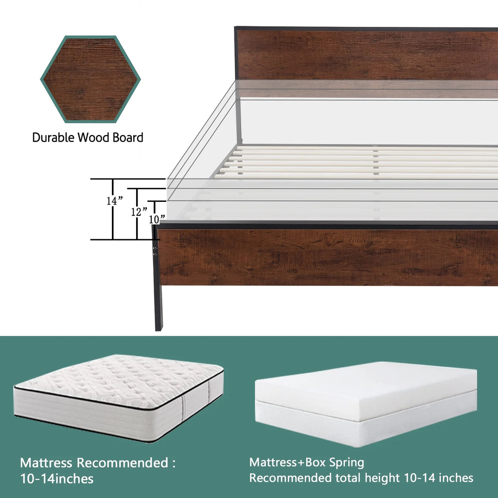 Queen Size Black Oak Headboard Bed Frame I976