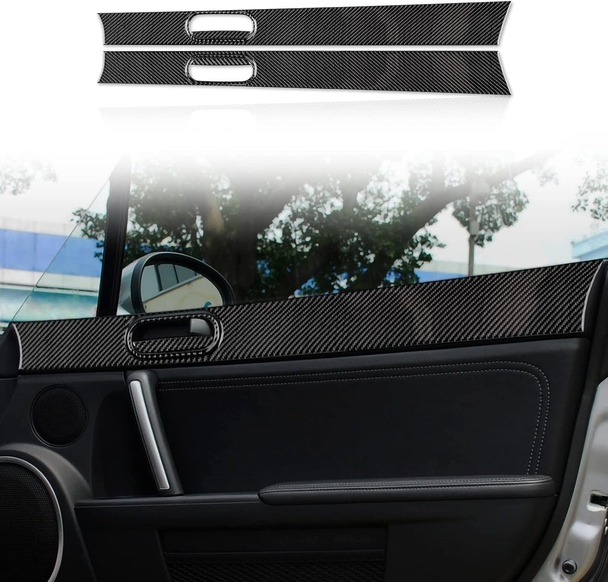 Carbon Fiber Car Inner Door Handle Frame Trim Sticker (Black) W855680