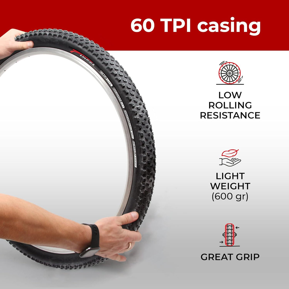 Pair 26 x 2.10 Inch Foldable 60 TPI XC Tires with Nylon Protection L5304