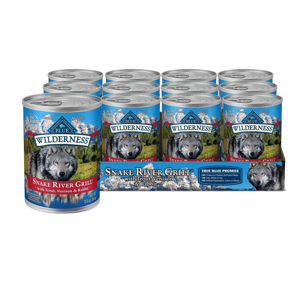Grain Free Wet Dog Food with Trout Fish, Venison & Rabbit 12.5oz 12ct J381