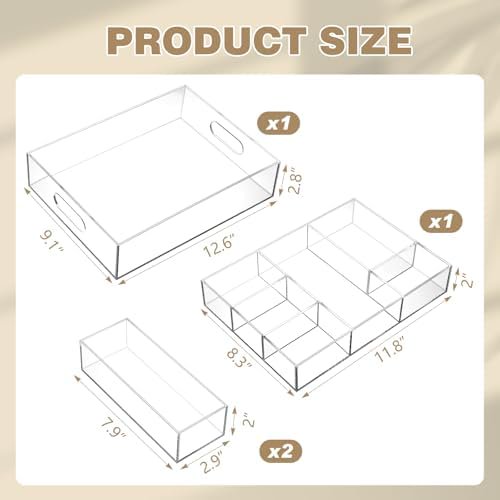 Clear Acrylic Desk Drawer Organizer Set 4 Pack E3749