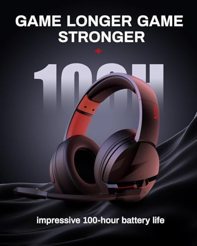 Black Wireless Gaming Headset with 2.4GHz Bluetooth 5.3, 100Hrs Battery, Noise Canceling Mic, 50mm Drivers N872