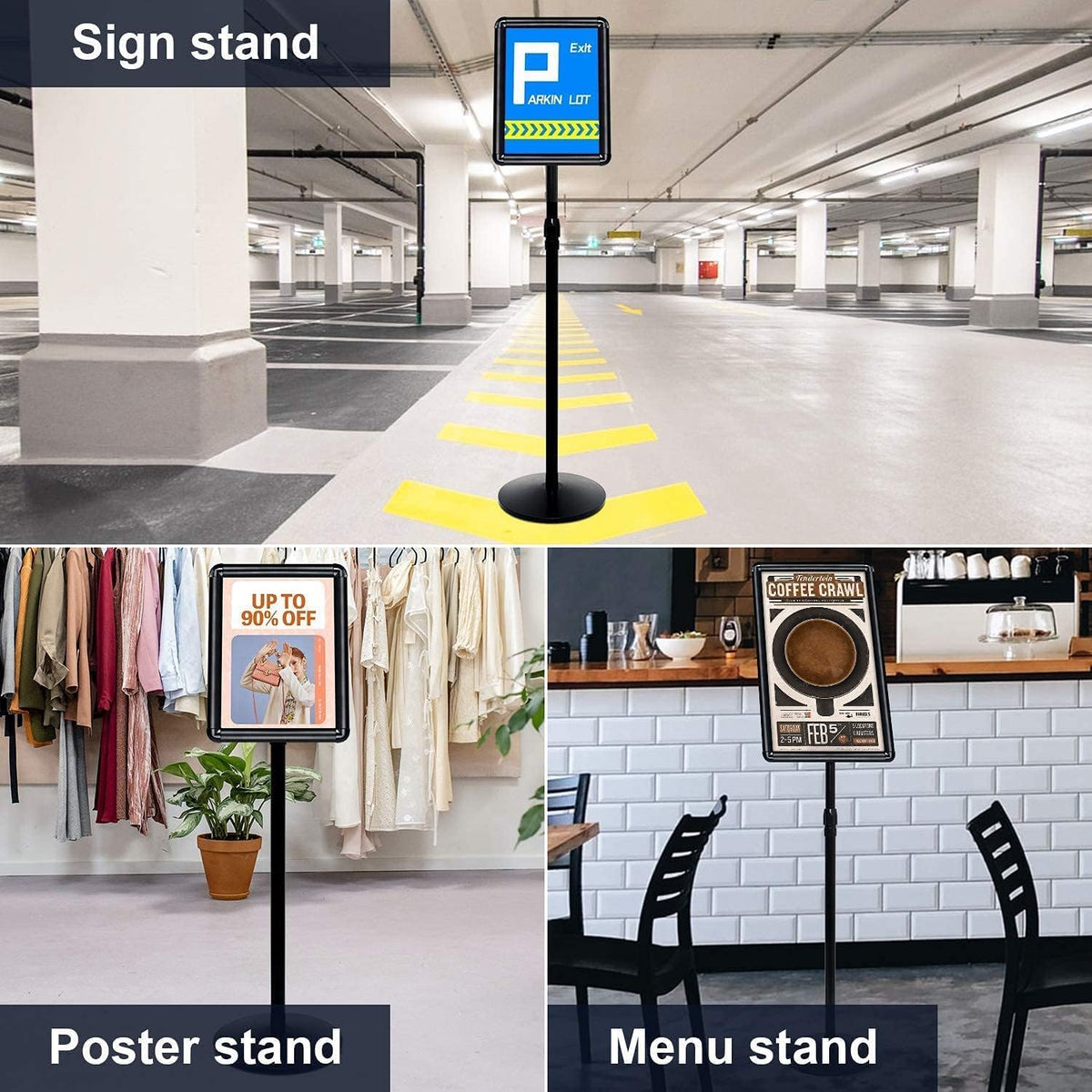 Heavy Duty Floor Standing Sign Holder with Cast Iron Base M936822