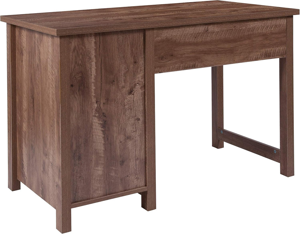 Crosscut Oak Wood Grain Finish Computer Desk with Metal Drawers E446