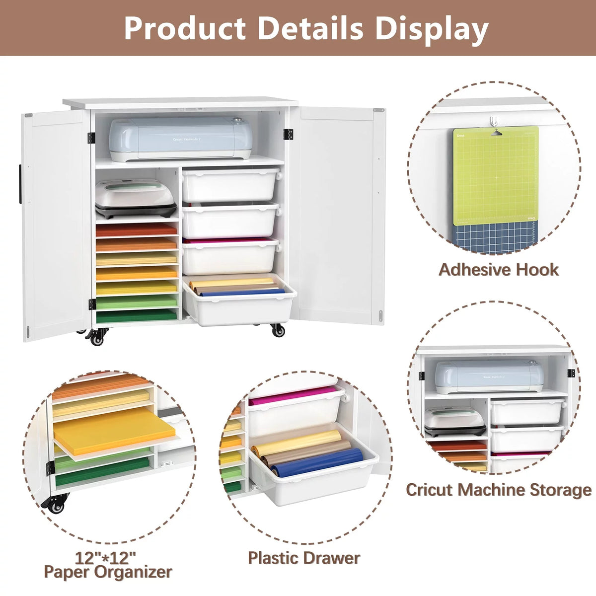 Craft Cart with Storage 31.6"W x 15.8"D x 34.9"H W287