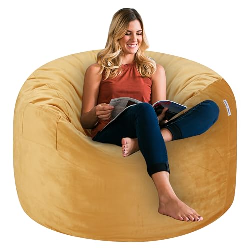 Black 4Ft Memory Foam Bean Bag Chair with Microfiber Cover H34746