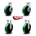 10” Extra HD Green Poly on Metal Caster Set of 4 M9162