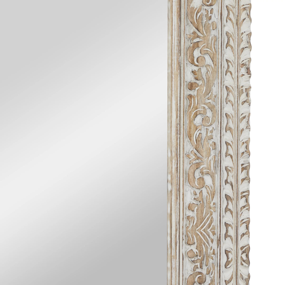 White Carved Floral Wall Mirror R845881