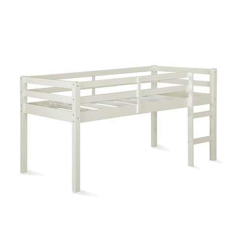 Black Twin Pine Wood Loft Bed with Guard Rail Z6067