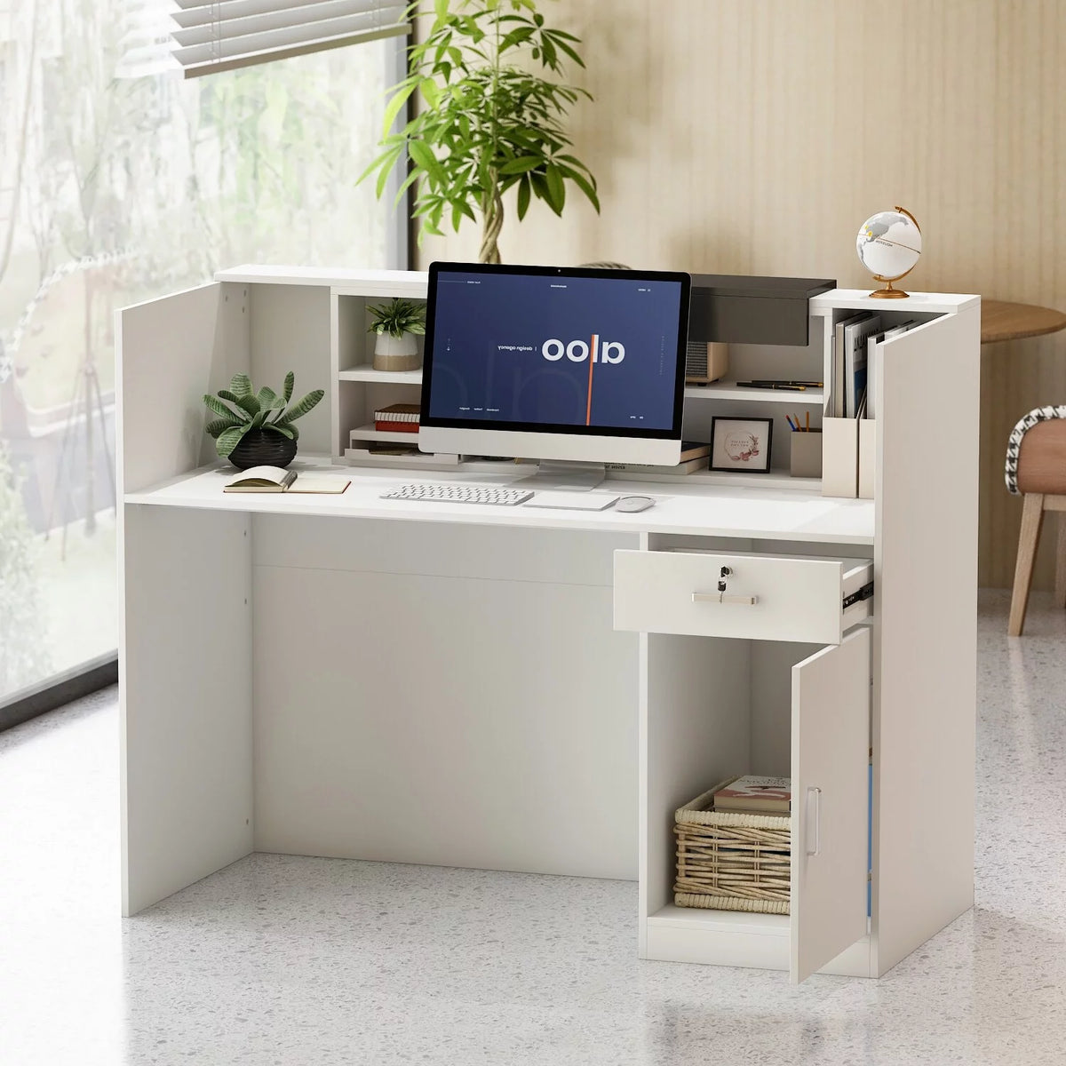 Rectangular Wood Reception Desk D851478