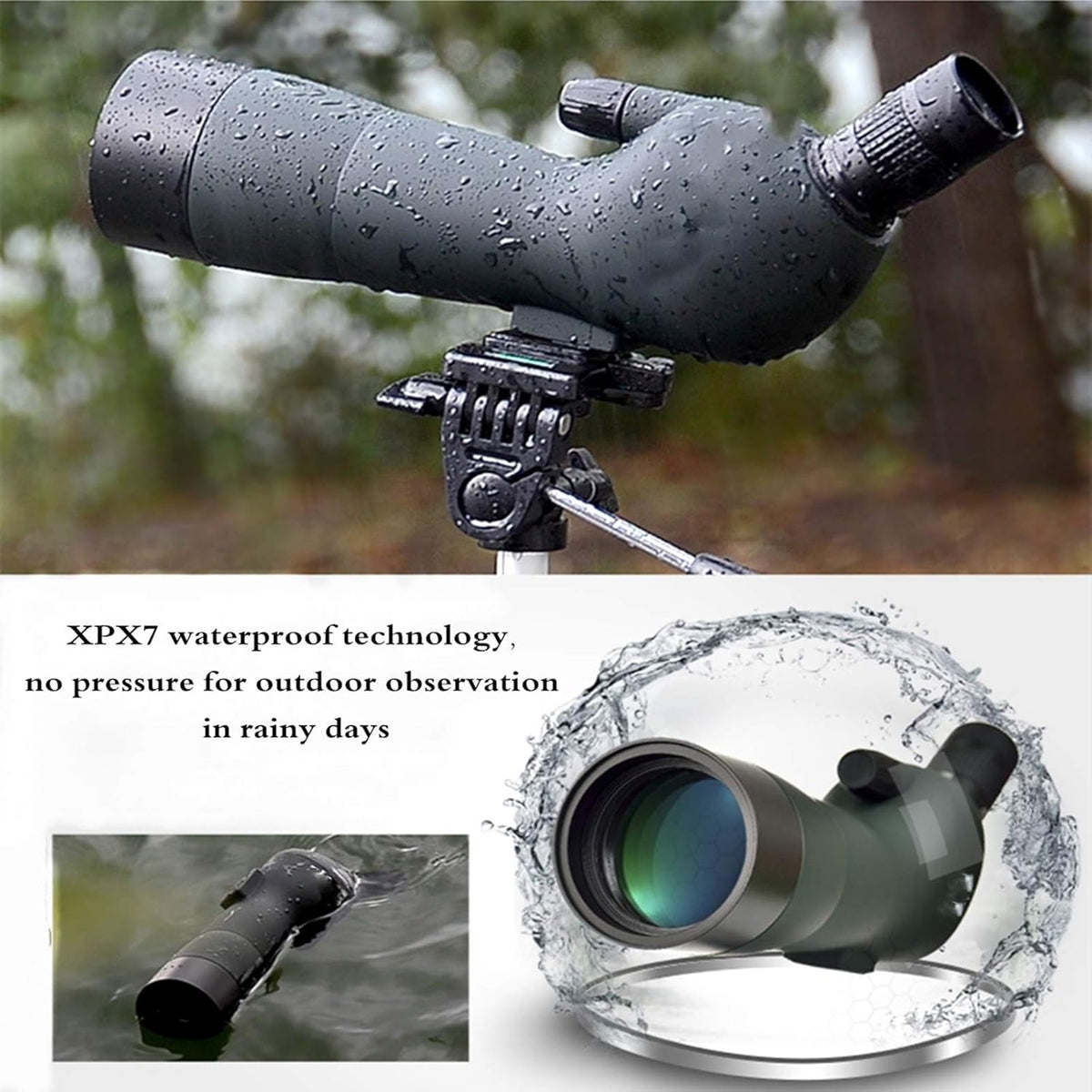 20-60x60 HD Spotting Scope with Tripod, BAK4 Prism, Waterproof Y187