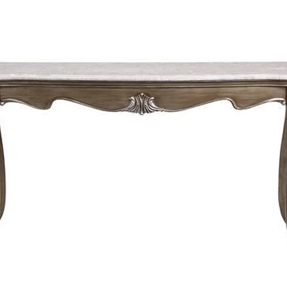 Sofa Table with Marble Top and Queen Anne Legs Gold T274