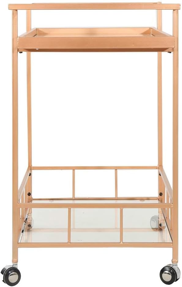 Industrial Glass Bar Cart with Shelves Q90648