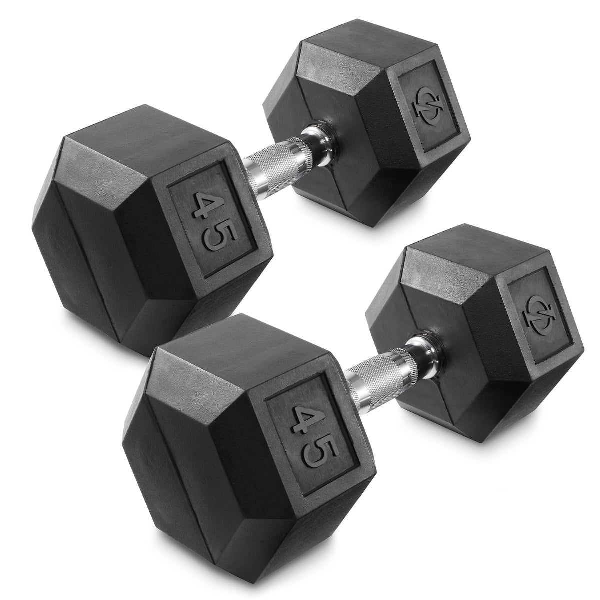 45 lb Pair Rubber Coated Hex Dumbbell W675