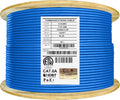 Bulk Ethernet Cable Reel, Cat6A Shielded Plenum, 1000ft, FTP 23AWG, Solid Pure Copper, Blue O9907