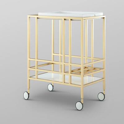 Gold/White Serving Bar Cart P556866