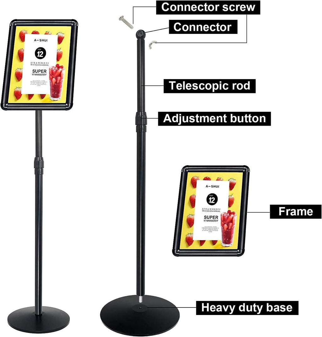Heavy Duty Floor Standing Sign Holder with Cast Iron Base M936822