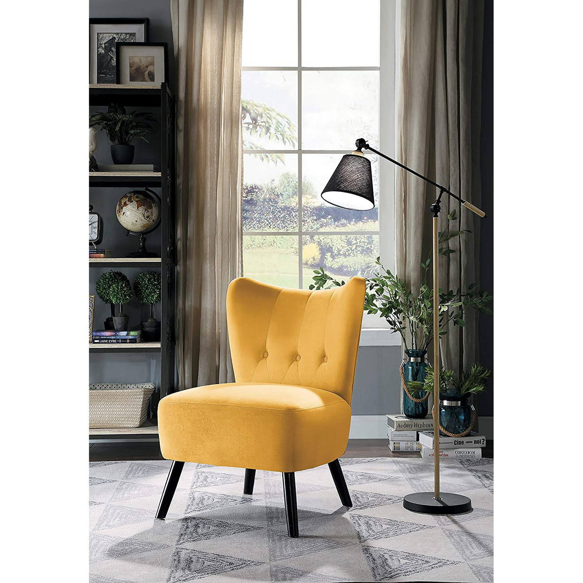 Yellow Velvet Accent Chair P823931