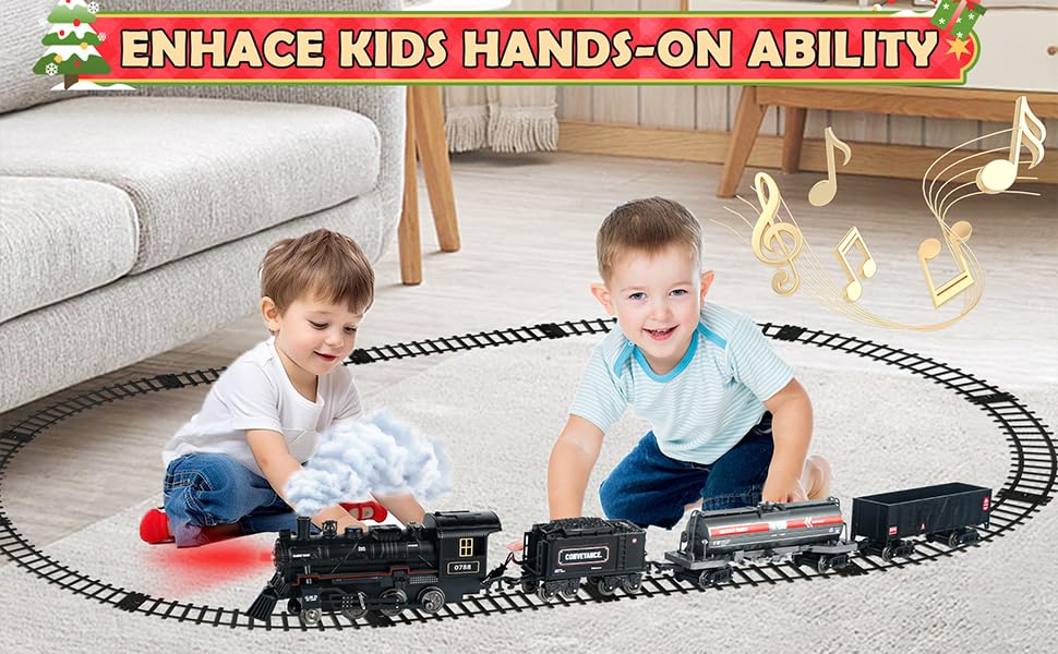 Remote Control Train Set with Track, Lighting, Rechargeable Battery, Smoke, Whistle & Lights Z6123