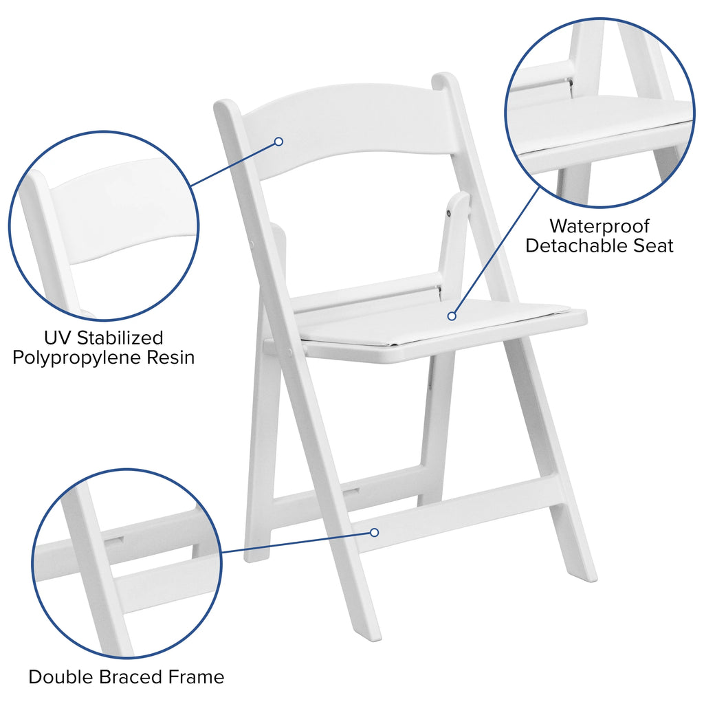 Set of 4 White Resin Folding Chairs B286