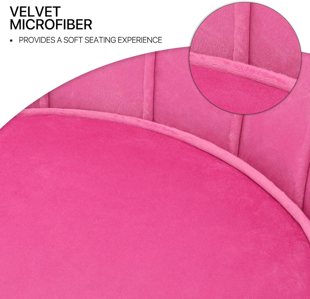 Velvet Tufted Shell Chair with Cushion and Golden Legs H29182