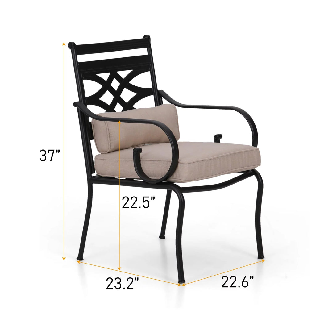 7-Piece Metal Outdoor Dining Set with Cushioned Armchairs W386578