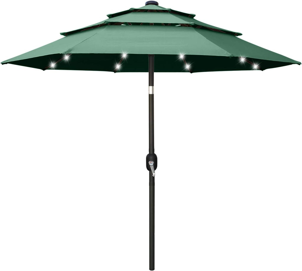 11FT Solar 3 Tiers Market Umbrella with 32 LED Z846939