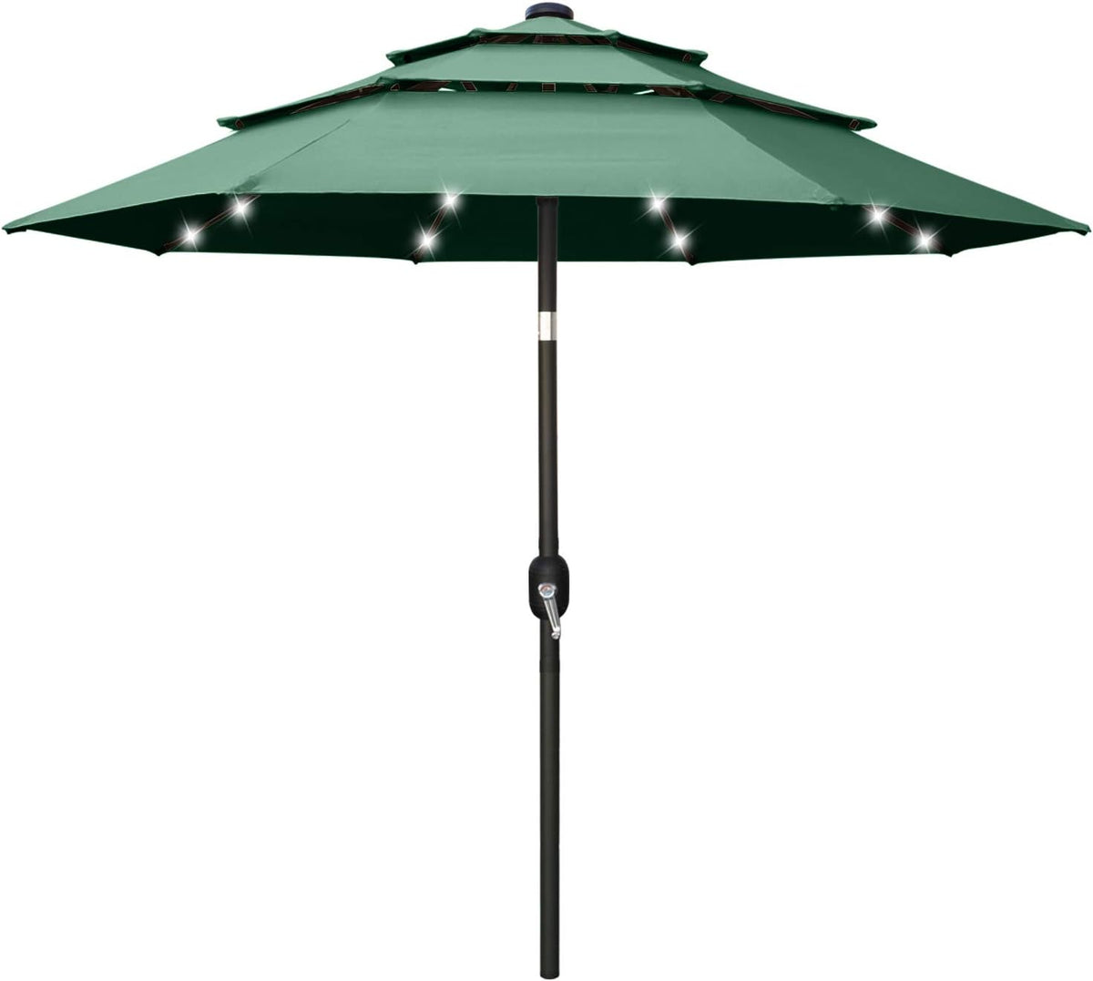 11FT Solar 3 Tiers Market Umbrella with 32 LED Z846939