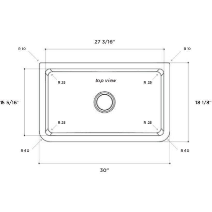 30x22 Reversible Fireclay Farmhouse Sink U825