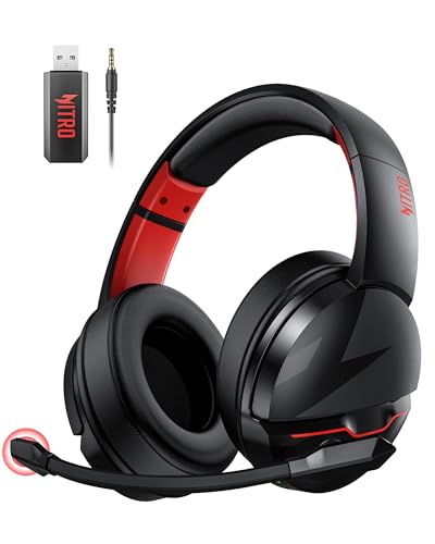 Black Wireless Gaming Headset with 2.4GHz Bluetooth 5.3, 100Hrs Battery, Noise Canceling Mic, 50mm Drivers N872