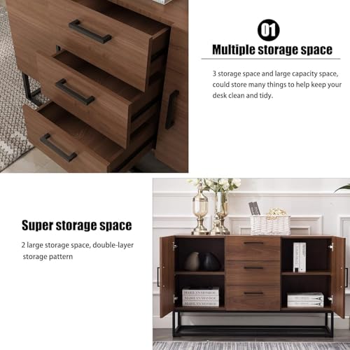 White Sideboard Storage Cabinet with Shelves and 2 Doors W94448