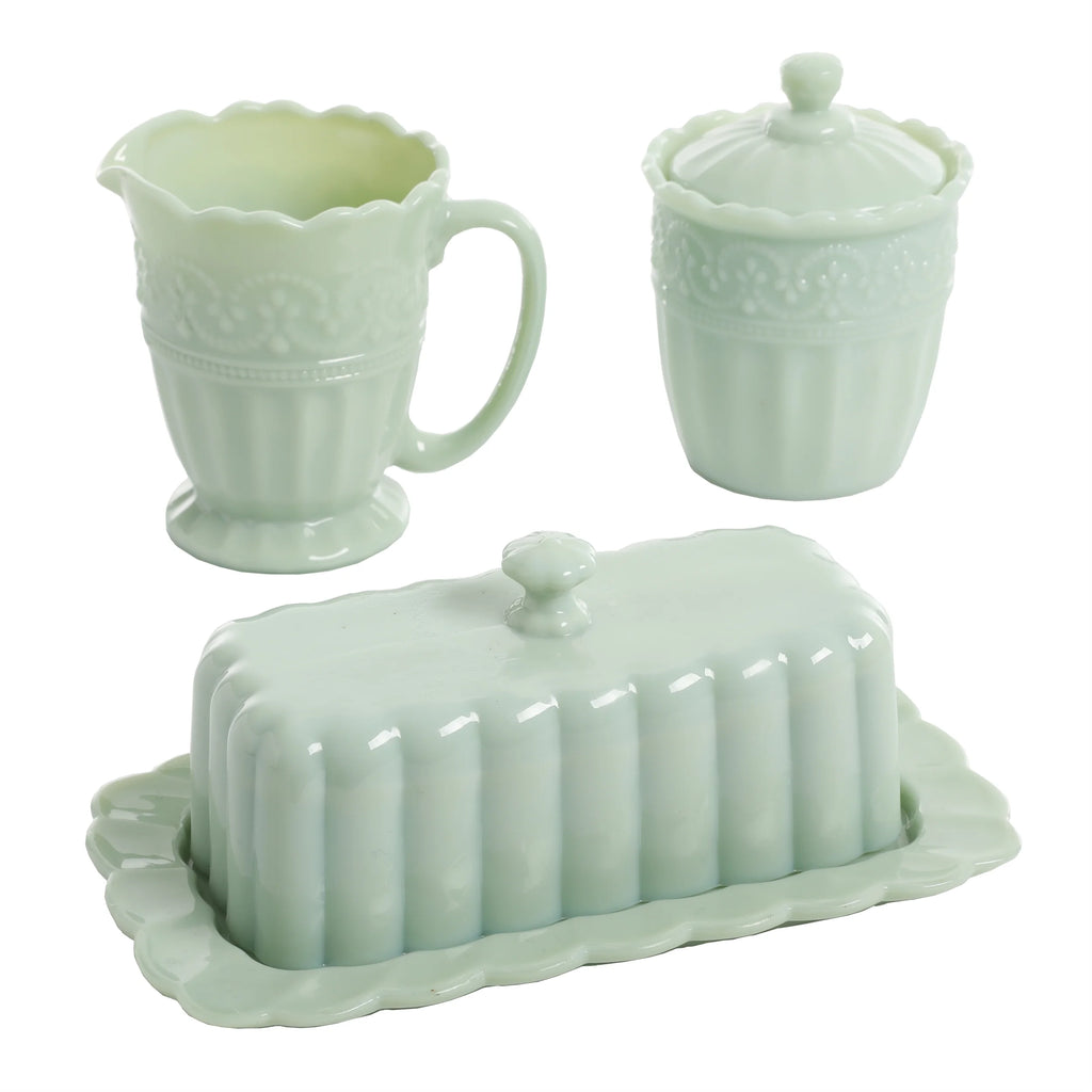 3-Piece Glass Sugar Bowl Creamer & Butter Dish Set K234596