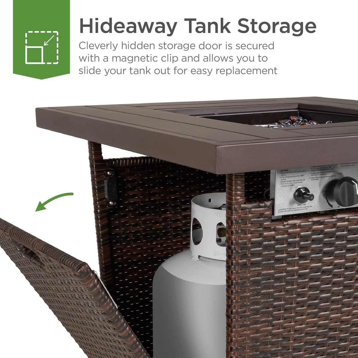 28in Propane Gas Fire Pit Table 50,000 BTU Outdoor Wicker U289