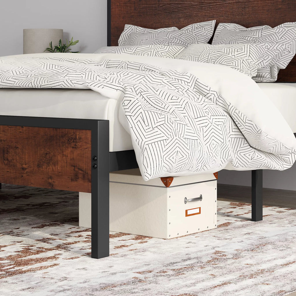 Queen Size Black Oak Headboard Bed Frame I976