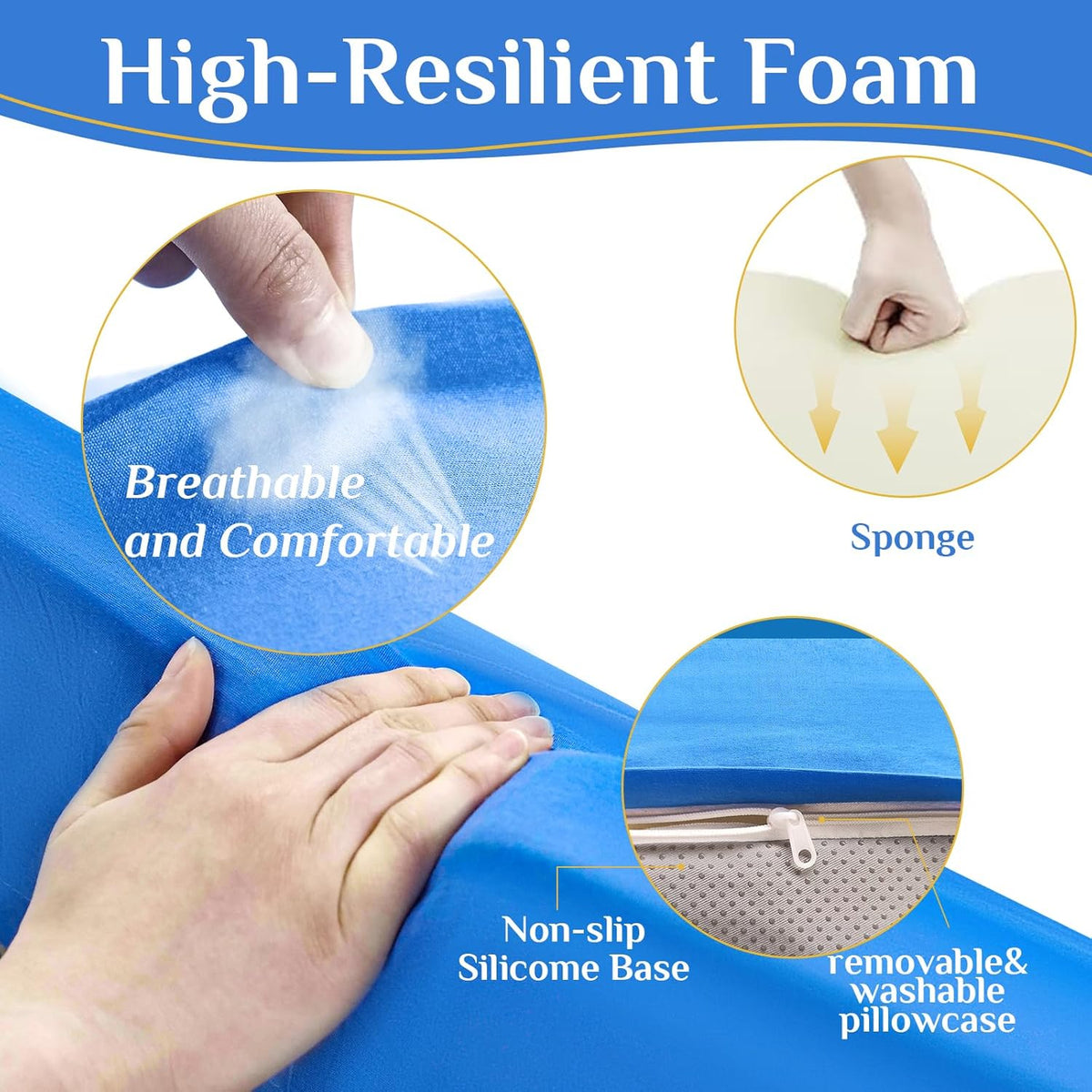 Foam Bed Wedge Pillow 7.87 x 9.84 x 23.62 in. O895