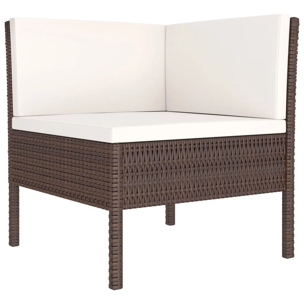 9 Piece Cream White Cushion Brown Poly Rattan Patio Lounge Set F850