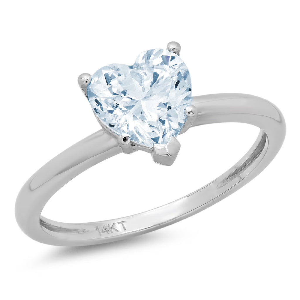 Heart Cut Blue Simulated Diamond 18k White Gold Ring D545868