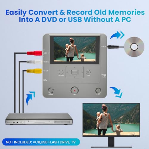 VHS to DVD Recorder, USB, SD Card, HDD Recorder, WiFi Media Recorder with 10 DVD-R L958980